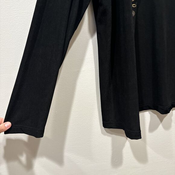 NWT Coldwater Creek Cardigan Travel Knit Embellished Open Front Women sz L Black - Picture 7 of 9